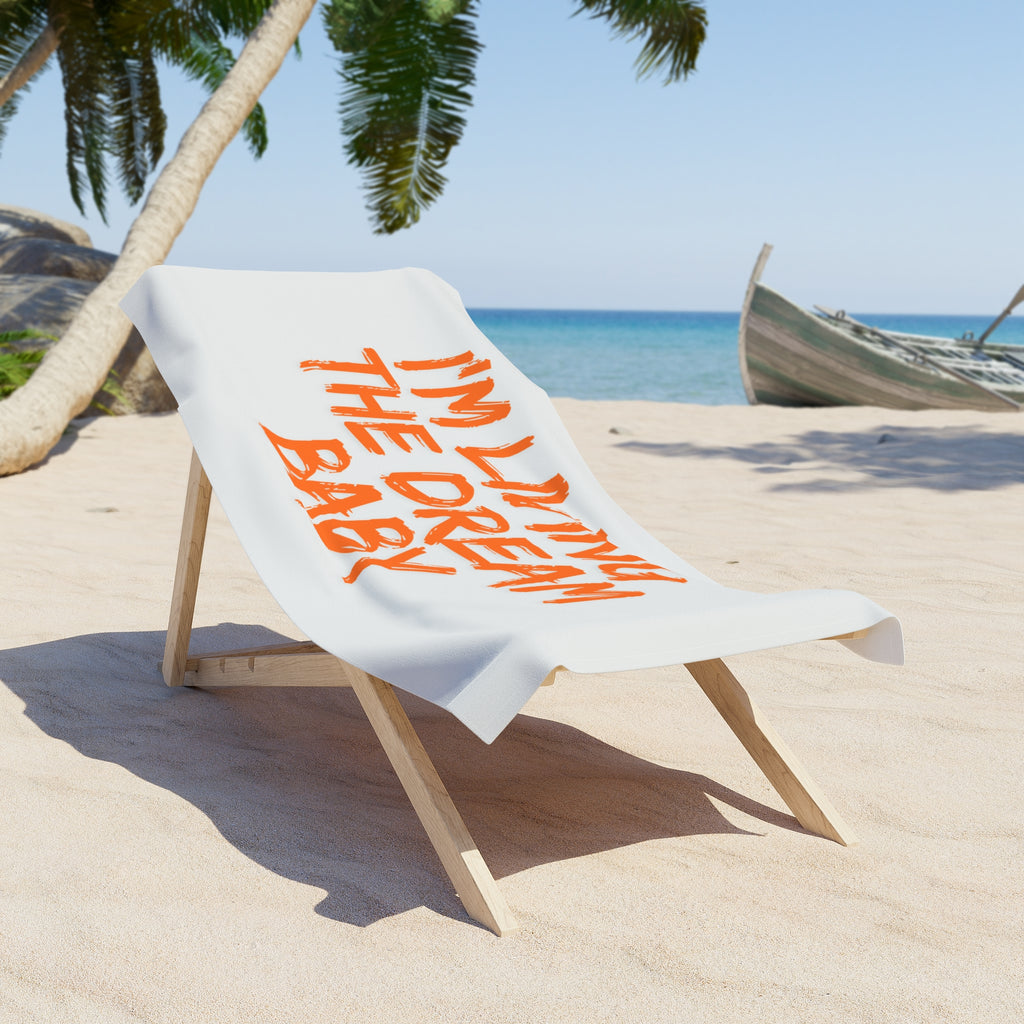 I'm Living the Dream Baby Beach Towel — Bold Orange Script Vacation Towel